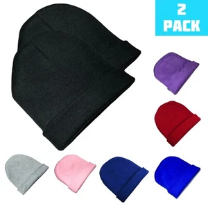 Kids beanie Hats 2 Pack Boys Girls Knitted beanie Hat Winter Warm Child Beanies - Picture 1 of 15
