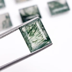Moss Agate Rectangle Shape Natural Calibrated Loose Gemstone for Jewelry Making - Picture 1 of 12