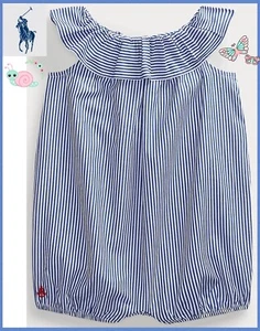 Ralph Lauren Baby Girl Bengal-Stripe Bubble Shortall  Size 9 Months - Picture 1 of 5
