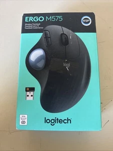 Logitech M575 Ergonomic Wireless Trackball USB Mouse, Black new - Picture 1 of 4