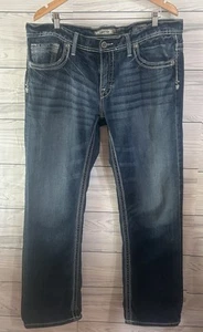 Pantalones de mezclilla BKE Carter para hombre 38 33 entrepierna pierna recta lavado oscuro 706 - Imagen 1 de 4