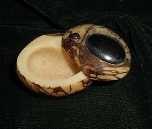Hematite Tagua Nut Secret Stash Palm Pill Keepsake Box Trinket Case Cruelty Free - Picture 1 of 13
