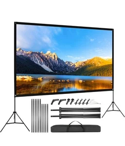 VISULAPEX 120" Leinwand Beamer mit Stand HD 4K 16: 9, 160° mit Stativ, Schwarz - Bild 1 von 7