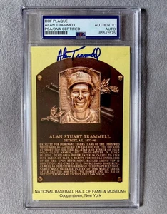DETROIT TIGERS- ALAN TRAMMELL AUTOGRAPH HALL OF FAME PLAQUE CARD PSA 575 - Picture 1 of 2