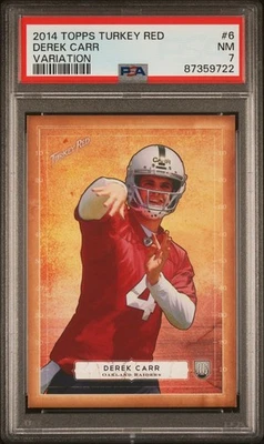 PSA 7 DEREK CARR 2014 TOPPS TURKEY RED PHOTO VARIATION ROOKIE CARD #6 SP 1/1  - Image 1 of 3