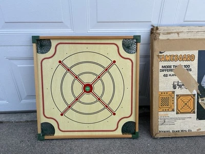 Merdel Carom And Crokinole Vintage '100 Play' Board Game With Sticks And Pieces - Image 1 of 4