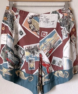 8 NWT Deadstock Ralph Lauren Country High Waist Shorts Rayon 10 Lobster Postcard - Image 1 of 4