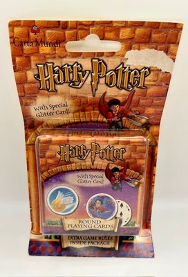 Harry Potter Round Playing Cards w/Glitter Card Warner Bros 2001 New in Package - Image 1 of 4