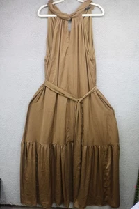 Maxi abito stile Banana Republic Halter in morbido raso - XL - a strati - con cintura - minimalista - Foto 1 di 11