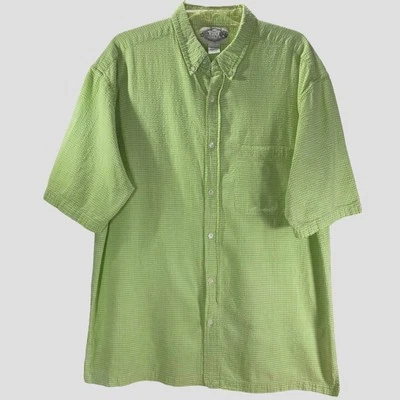 Box Office Searsucker Lime Green Mens M Button Front Collared Short Sleeve Shirt - Изображение 1 из 4