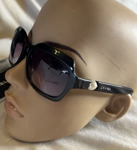CHANEL Sunglasses AUTHENTIC 5132h CH5132H Black White Pearl VINTAGE Large Square - Picture 1 of 18