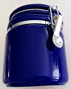 NEW STORED Cobalt Blue Ceramic Canister With Air-Tight Seal 6" TALL 5" WIDE - Picture 1 of 3