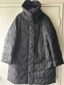 Piumino Eileen Fisher 80%/piuma 20% puffer coat nero taglia 1 x colletto alto a scatto ottime condizioni - Foto 1 di 15