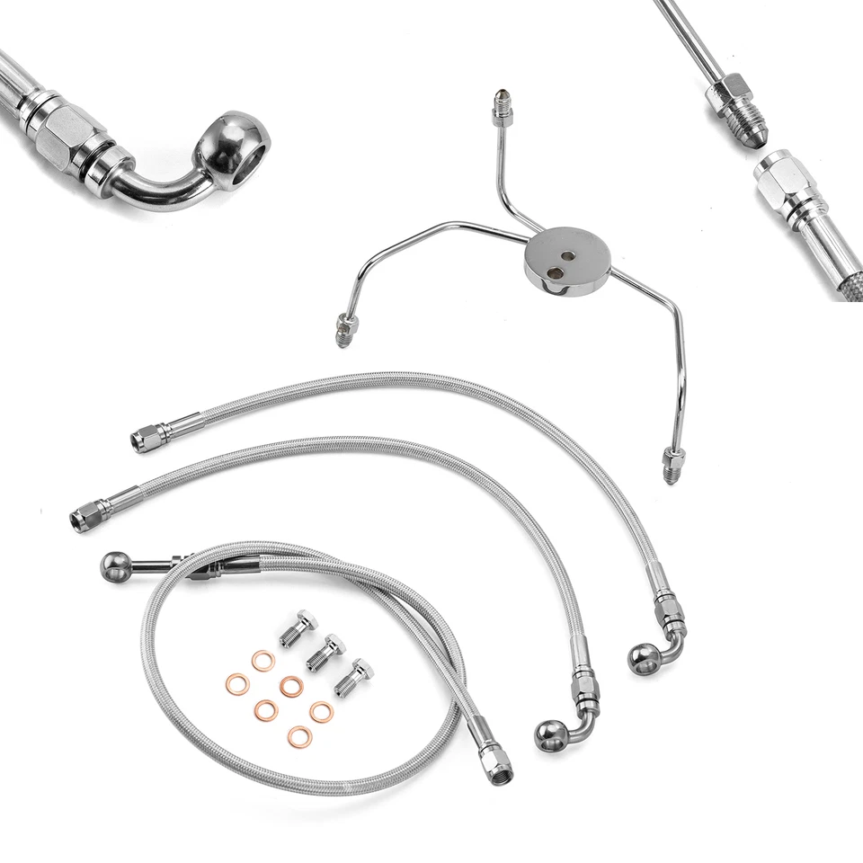 8" Chrome Handlebar Brake Line For Harley Electra Street Glide Non-ABS - Image 1 of 4