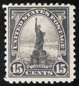 US Sc 566 Gray 15¢ 1922 p.11x11 Original Gum Hinge Remnant - Picture 1 of 1