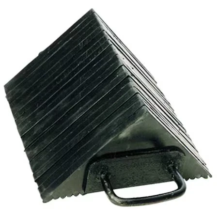 ZORO SELECT Wheel Chock, Single, Laminated Rubber, 10 In L, 10 1/2 In W, 5 1/2 In H, Black,