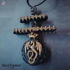 Necklace Pendant Amulet Talisman Dracula Saint George Cross Dark Dragon Templar - Picture 1 of 24