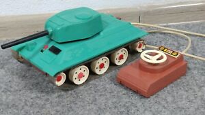 Vintage USSR Military Tank Remote Controlled Battery Operated Plastic Toy.
