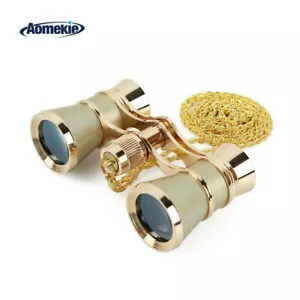 3X25 Vintage Opera Glasses Optical Prism Theater Binoculars With Chain Golden - Picture 1 of 7