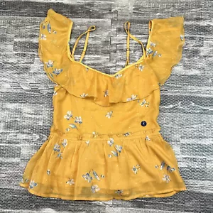 Abercrombie & Fitch Damen Gr. S gelb geblümt Top Rüschen Schößchen Bluse NEU - Bild 1 von 7
