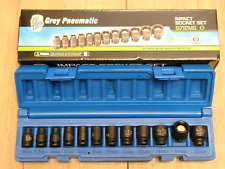 Grey Pneumatic 12pc 6pt Magnetic 1/4"dr Metric Impact Socket set 5-15mm #9712MG