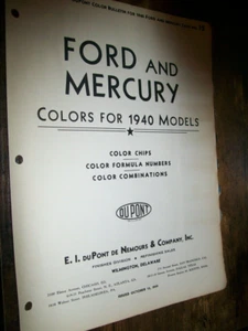 1940 Ford & Mercury DuPont Auto Autolack Chips Heft - sehr gut - Bild 1 von 2