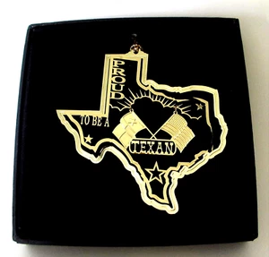 Proud to be a Texan Brass Ornament TX State American Flag Personalize with Year - Picture 1 of 9