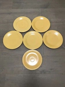 6 VTG FIESTA 5 Yellow 10.25" Plates & 1 9” Plate HOMER LAUGHLIN HLC FIESTAWARE - Picture 1 of 12