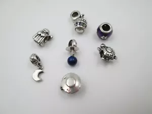 Lote 7 colgantes / dijes para pulsera mujer. Plata de ley. Diferentes motivos - Imagen 1 de 9