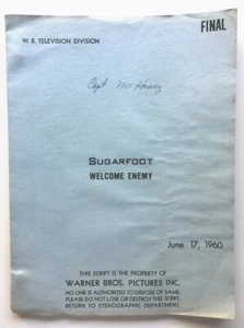 Sugarfoot 1960 TV Script "Welcome Enemy" Will Hutchins (Actor Copy Gregg Palmer) - Picture 1 of 2