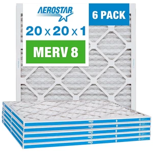 20X20X1 MERV 8 Pleated Air Filter, AC Furnace Air Filter,(Actual Size: 19 3/4" X - Picture 1 of 6