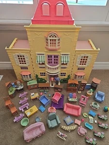 Fisher Price Loving Family Twin Time Grand Mansion 2005 Dollhouse & Accessories - Picture 1 of 18