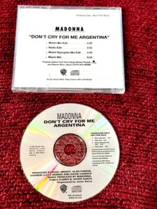 MADONNA EVITA DON'T CRY FOR ME ARGENTINA US PROMO CD SPANGLISH DANCE MIXES CLUB - Picture 1 of 6