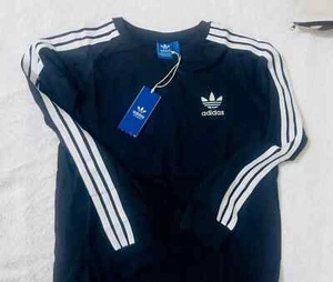 MEN'S ADIDAS ORIGINALS LONG SLEEVE CREW NECK THREE STRIPE T-SHIRT L, XL NEW - Picture 1 of 21