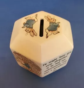 WEDGWOOD Peter Rabbit disegnato da Beatrix Potter banca monete porcellana 6 lati - Foto 1 di 5