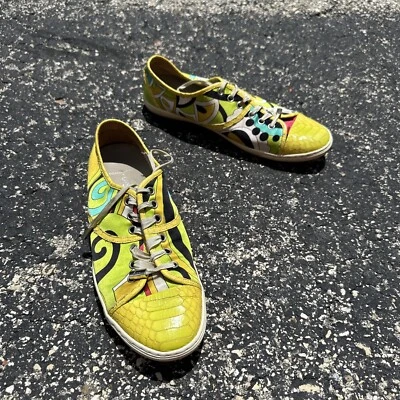 Donald J Pliner & Lisa Bright Green Yellow Active Casual Shoes Snakeskin Women 9 - Image 1 of 4