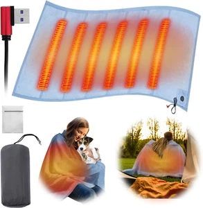 Heated Blanket Electric Throw - USB Battery Power Operated Heating Blanket for H - Picture 1 of 7
