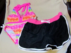 JOE BOXER GIRLS L (10/12) 3- PC SUMMER BATHING SUIT TOP/BIKINI BOTTOM/SHORTS NWT - Picture 1 of 3