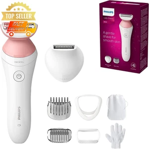 Philips Lady Shaver 6000 Wet Dry Cordless Rechargeable Single Foil White Pink - Picture 1 of 6