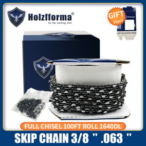 100FT Roll Saw Chain 1640 DL 3/8" .063" Full Chisel Skip Saw Chain