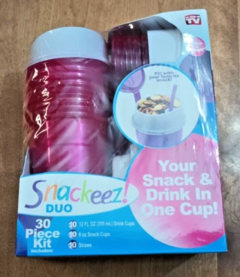 Discontinued Snackeez Duo All-in-One Snacking Solution 30 Piece Kit Purple travl - Image 1 of 4