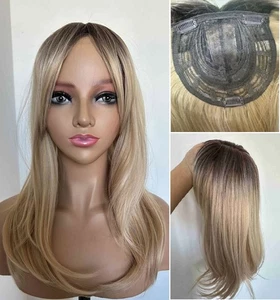 6,3"x6,3" Braun Ombre Blond Hitzebeständige Kunsthaar Topper Clip in 18" - Bild 1 von 19