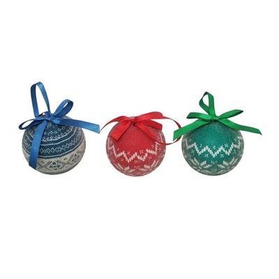 Juego de 3 bolas de adorno de Navidad diseño nórdico escandinavo corbatas de cinta Foto 1 de 2