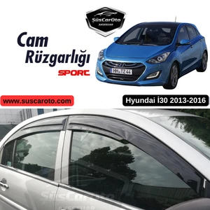 Mugen Window Visors for Hyundai İ30 2013-2016 4 pcs Piano Black Rain Guards - Picture 1 of 6