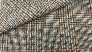 100% Wolle Yorkshire Tweed grau und braun traditionell Nachlass Karo Ref 2505/006 - Bild 1 von 1