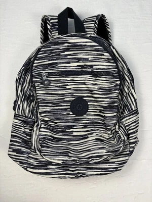 Kipling Mochila Tableta Pequeña Negro/Blanco Rayas Bolso Escolar 13 en Altura  Foto 1 de 4