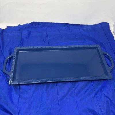 Ballards Designs Southern Living XL Blue Tray 22"x8.5" Rectangular Tray Pottery - Image 1 of 4