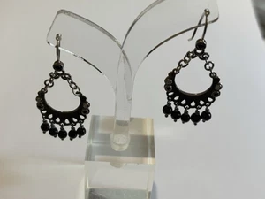 Pandora Sterling Silver Mercury Onyx Dangle Earrings - Picture 1 of 7