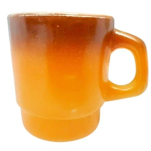 Vintage Fire King Anchor Hocking Orange and Brown Two Tone Coffee Cup Mug - Picture 1 of 7