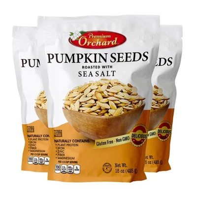 Premium Orchards Roasted Pumpkin Seeds - Salted, Non-GMO, 3 Bags - Image 1 of 4